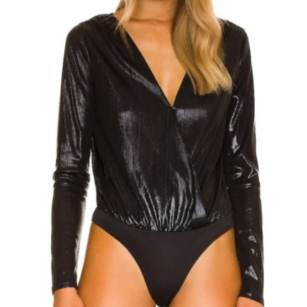 NWT BCBGeneration Metallic Shimmer Black Bodysuit Size Small
